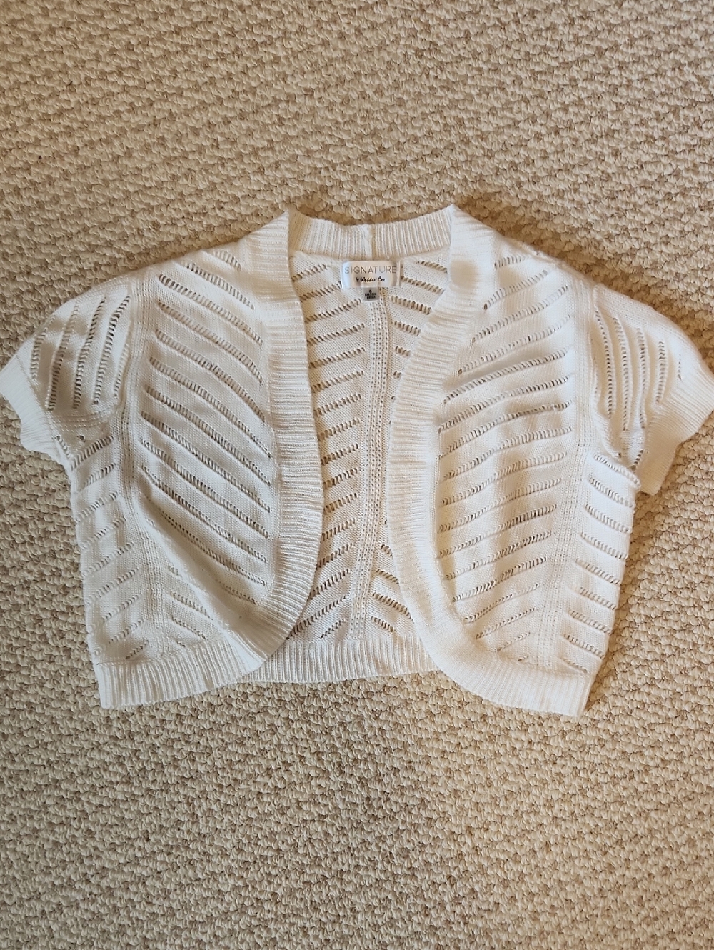 Signature White Open-Front Knit Bolero